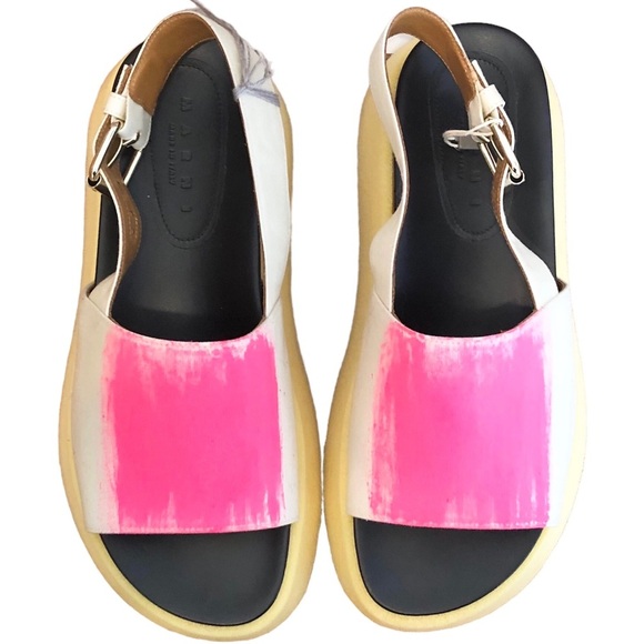 Marni Leather Beige/Hot Pink/Black Sandals, 39/8.5 - Picture 13 of 15